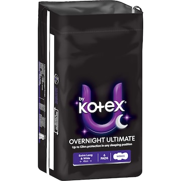 U by Kotex Overnight Ultimate Pads With Wings 6 pack