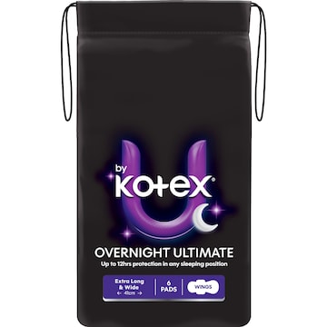 U by Kotex Overnight Ultimate Pads With Wings 6 pack