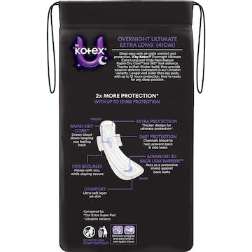 U by Kotex Overnight Ultimate Pads With Wings 6 pack