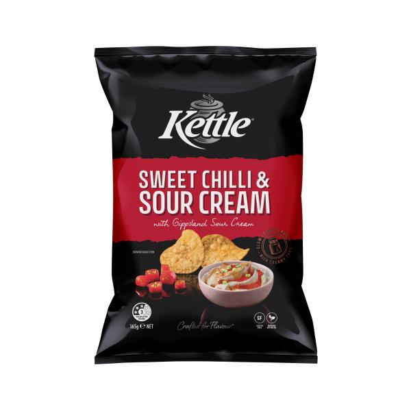 KETTLE POTATO CHIPS:SWEET CHILLI & SOUR CREAM:.:165 GRAM