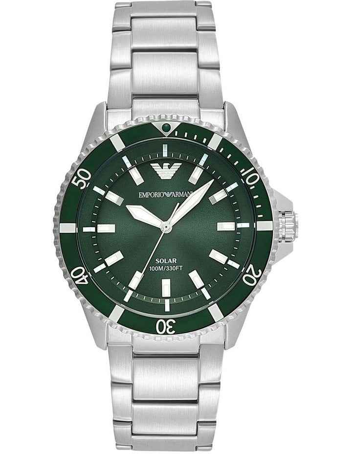 Silver Tone Solar-Powered Three-Hand Watch