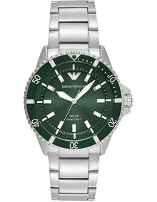 Silver Tone Solar-Powered Three-Hand Watch