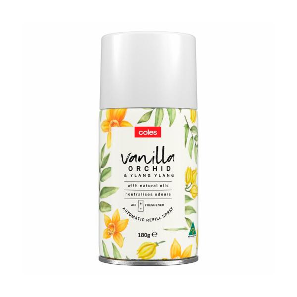 COLES AIR FRESHENER AUTO SPRAY REFILL VANILLA ORCHID & YLANG