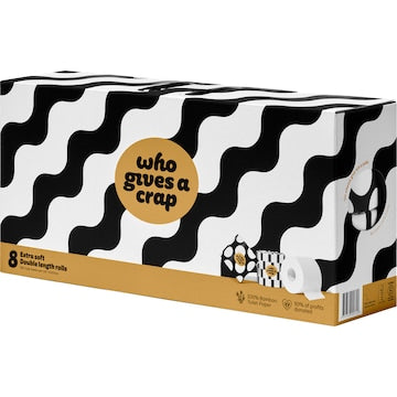 Who Gives A Crap Double Length Bamboo 3 Ply Toilet Paper 8 pack