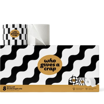 Who Gives A Crap Double Length Bamboo 3 Ply Toilet Paper 8 pack
