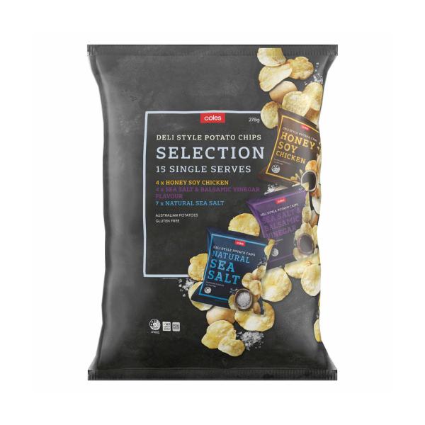 COLES DELI MULTIPACK ASSORTED CHIPS 15 PACK