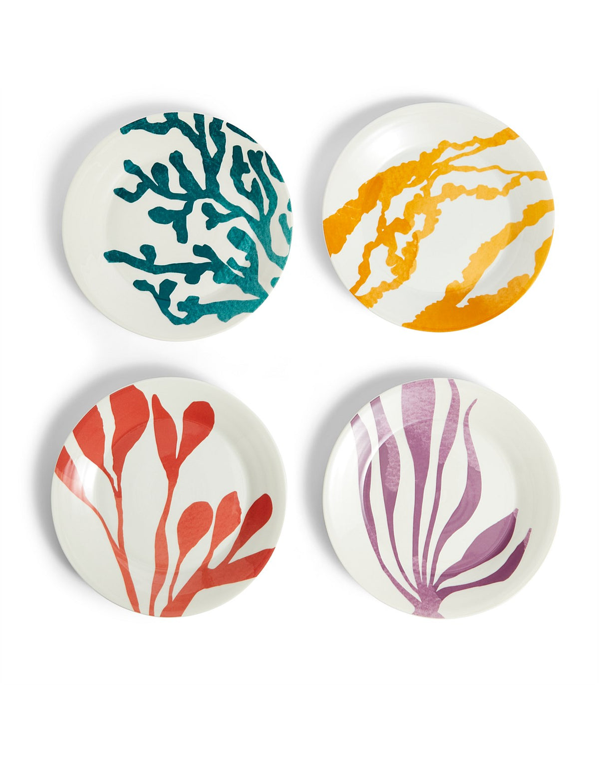1815 Bright Plate 24cm Multicolour Mixed Pattern Set of 4