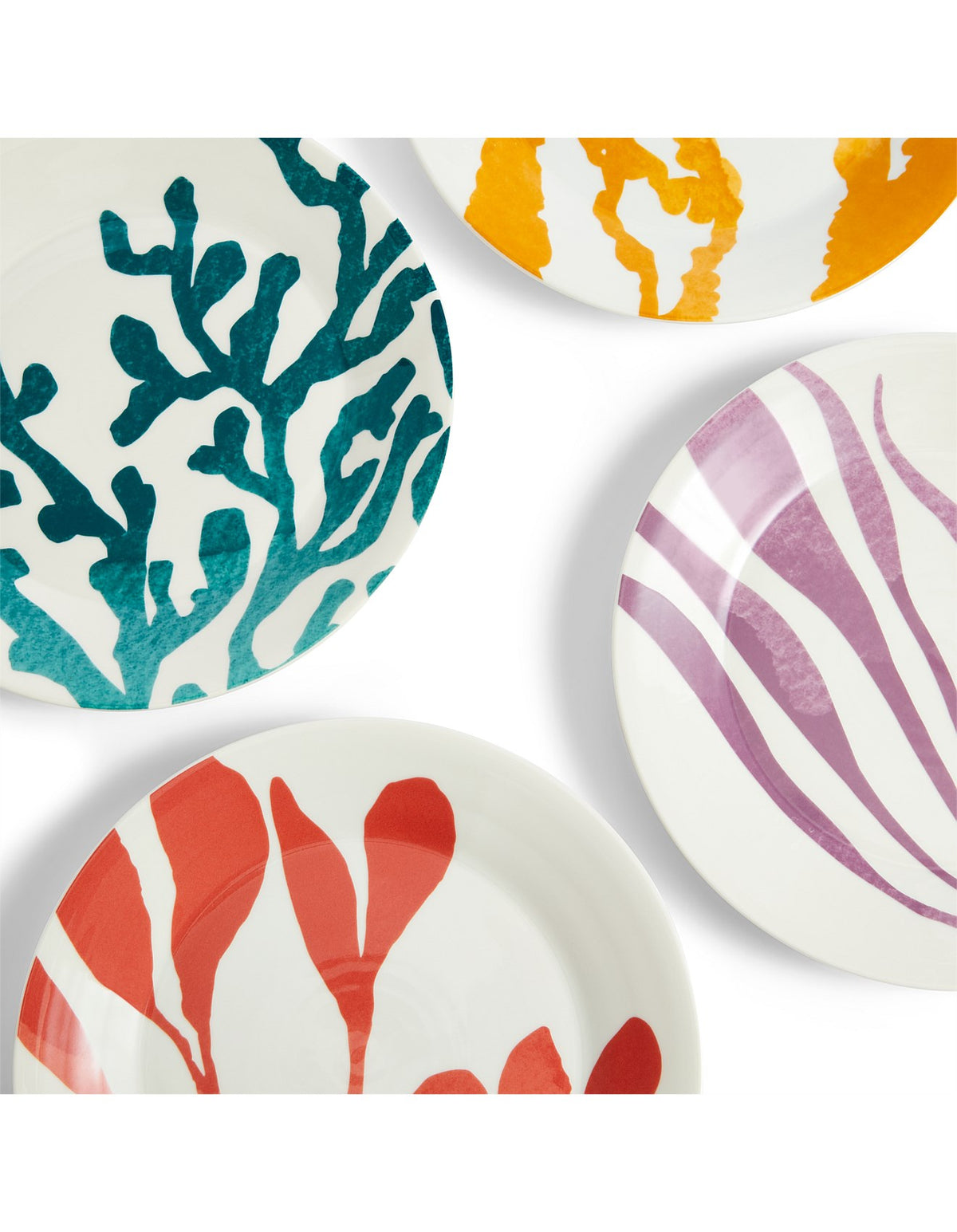 1815 Bright Plate 24cm Multicolour Mixed Pattern Set of 4