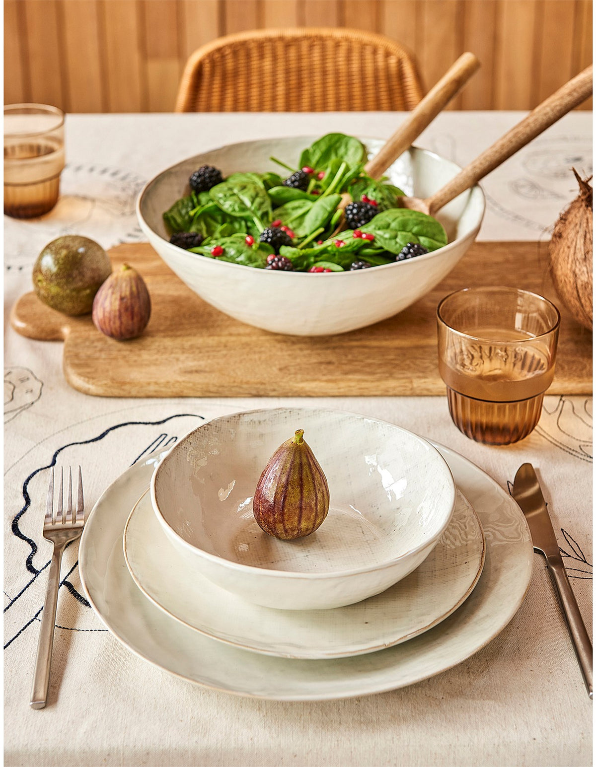 Linen Side Plate 21.5cm Birch