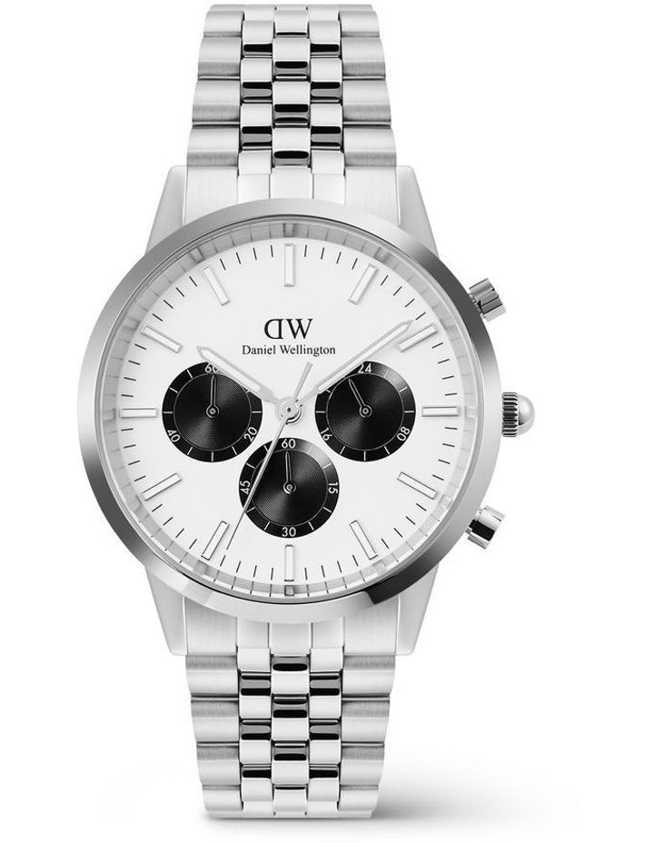 Iconic Chrono Panda Link Watch 42mm in Silver