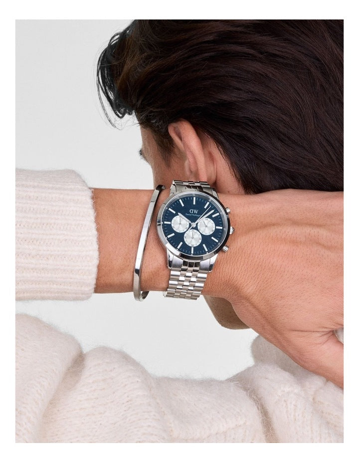 Iconic Chrono Panda Link Watch 42mm in Silver