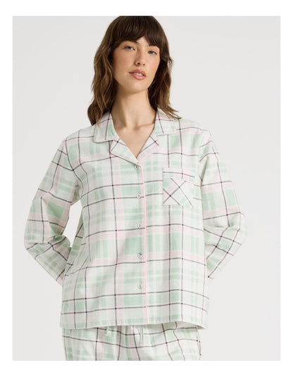Flannelette Pyjama Set in Pistachio Check Print