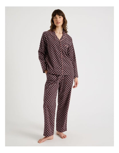 Flannelette Pyjama Set in Raisin Spot Print