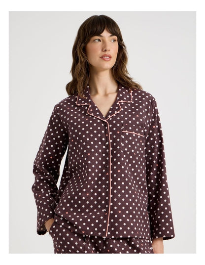 Flannelette Pyjama Set in Raisin Spot Print