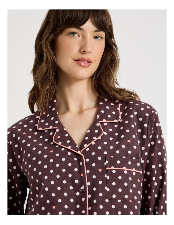 Flannelette Pyjama Set in Raisin Spot Print