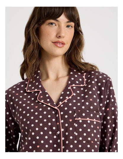 Flannelette Pyjama Set in Raisin Spot Print