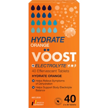 VOOST Hydrate Orange + Electrolyte Effervescent Tablets 40 pack