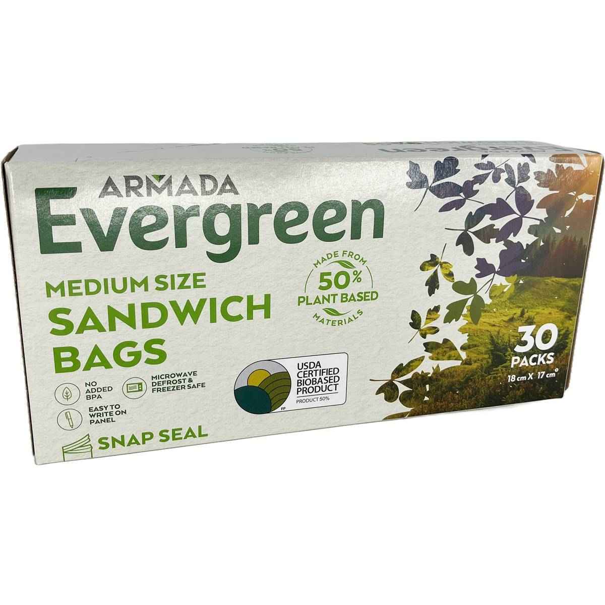 Armada Evergreen Medium Snap Seal Sandwich Bags 30 pack