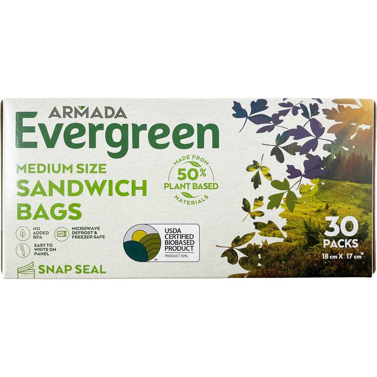 Armada Evergreen Medium Snap Seal Sandwich Bags 30 pack