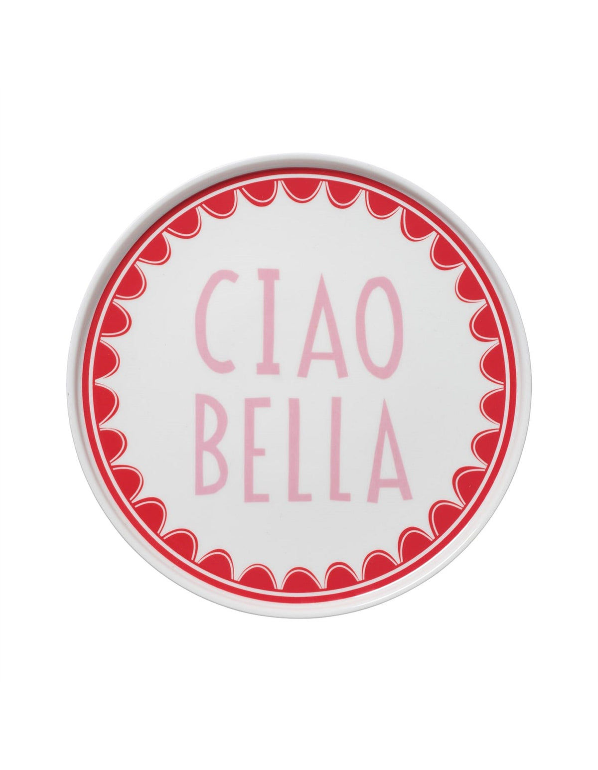 Italian Words 25cm New Bone China Plate Red Pink