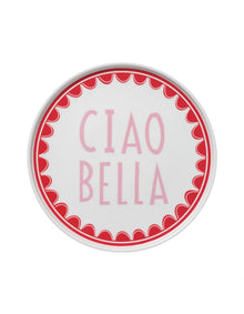 Italian Words 25cm New Bone China Plate Red Pink
