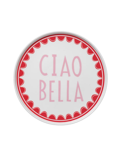 Italian Words 25cm New Bone China Plate Red Pink