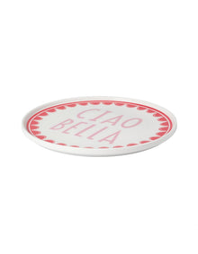 Italian Words 25cm New Bone China Plate Red Pink