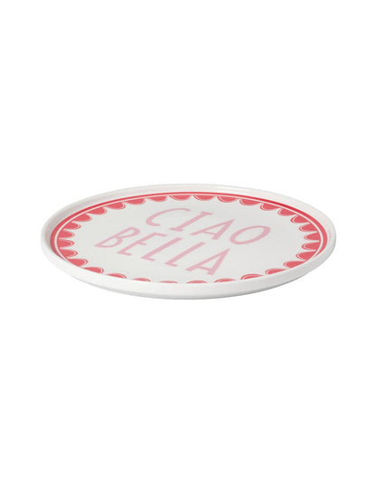 Italian Words 25cm New Bone China Plate Red Pink
