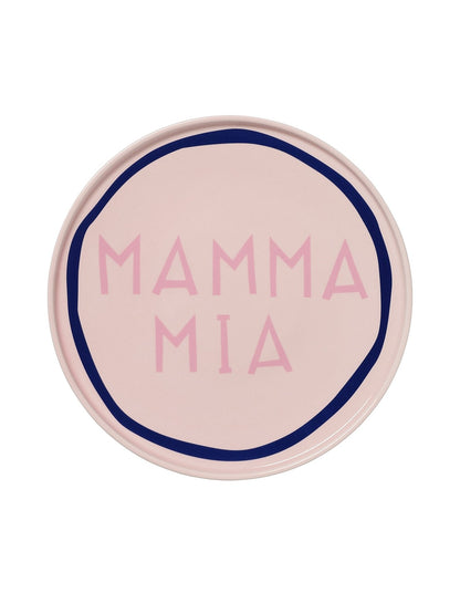 Mamma Mia 25cm Rimmed New Bone China Plate Pink