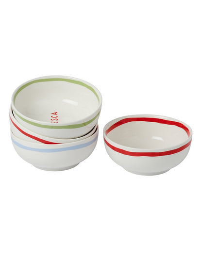 Italian 18cm New Bone China Pasta Bowls Set of 4 Red Trim