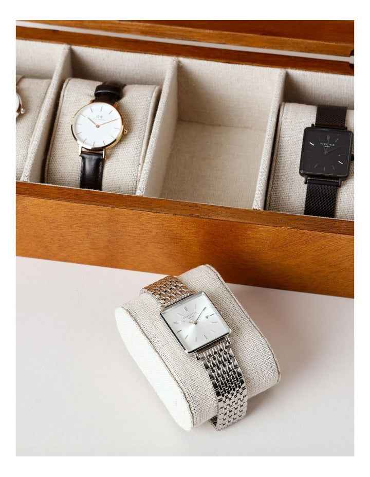 Wooden 4 Compartment Watch Box in Brown