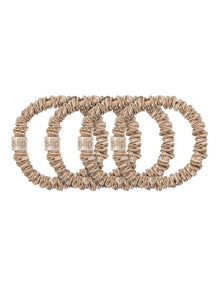 Pure Silk Back To Basics Skinny Scrunchies Set of 4 in Blonde