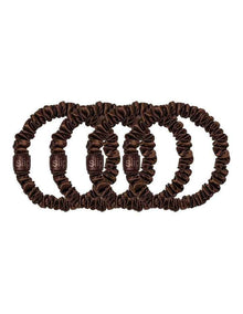 Pure Silk Back to Basics Skinny Scrunchies in Dark Brown Set of 4
