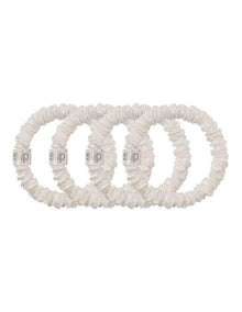 Pure Silk Skinny Scrunchies Set of 4 in White