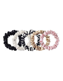 Pure Silk Midi Scrunchies Set of 5 in Multi