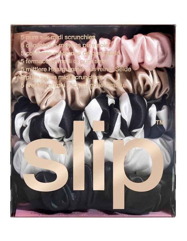 Pure Silk Midi Scrunchies Set of 5 in Multi