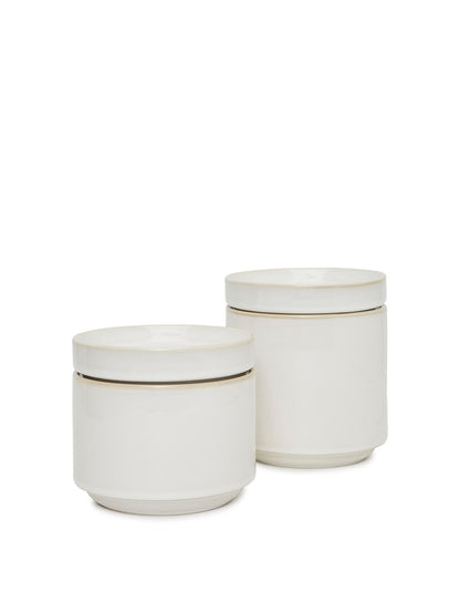 Totem Small Stackable Stoneware Canister White