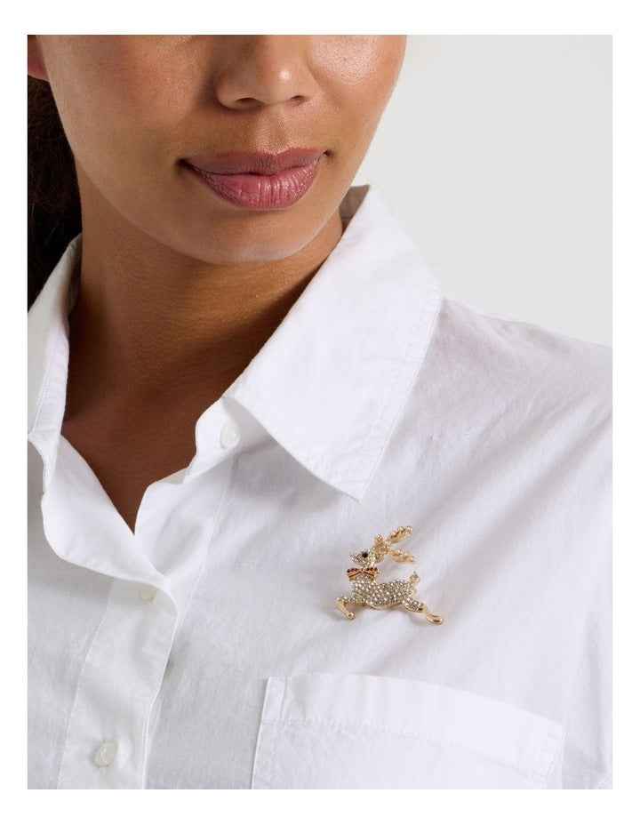 Reindeer Brooch in Gold
