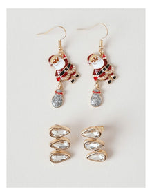 Swinging Santa 2PK Earrings in Multi
