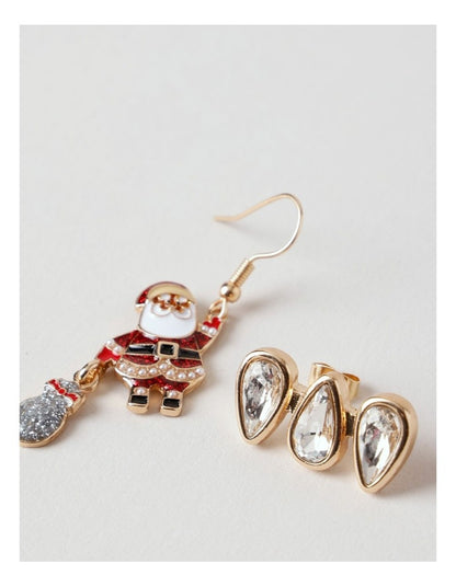 Swinging Santa 2PK Earrings in Multi
