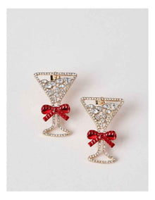 Martini Earrings in Gold/Red