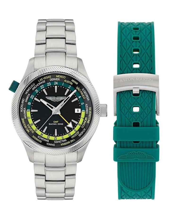 GRZ GMT 41mm MTIZ1F503 Watch Set in Black/Stainless Steel/Podium Green Silicone