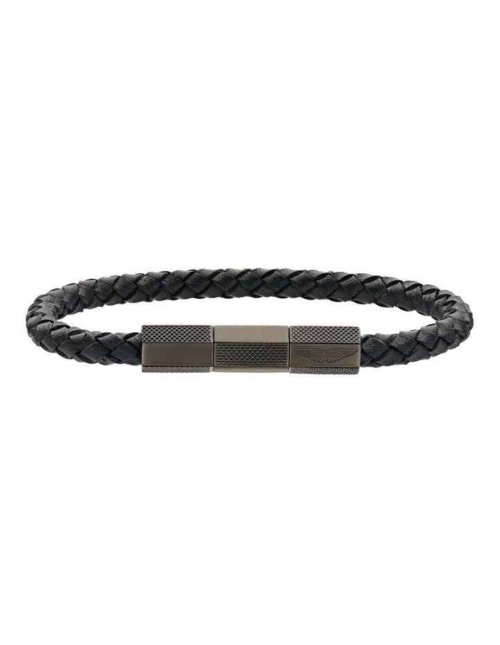 TKS Braided Leather Bracelet in Black
