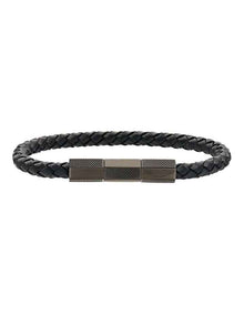 TKS Braided Leather Bracelet in Black
