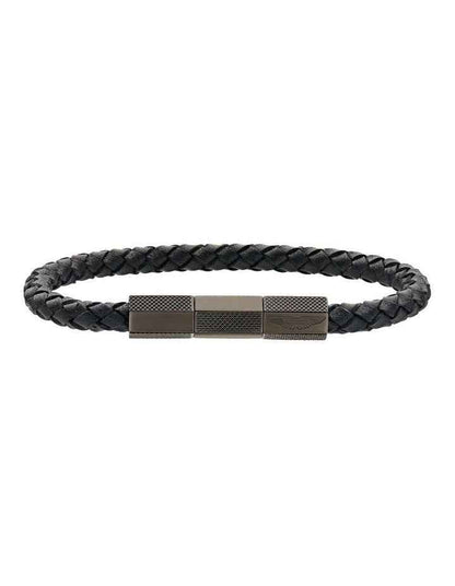 TKS Braided Leather Bracelet in Black