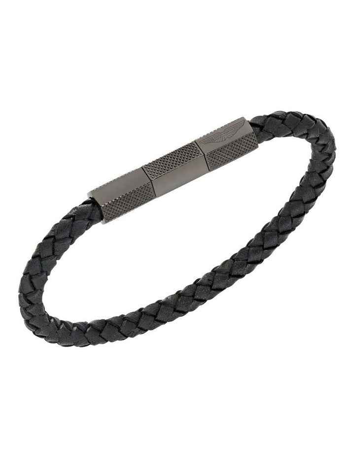 TKS Braided Leather Bracelet in Black