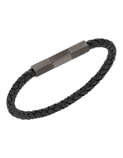 TKS Braided Leather Bracelet in Black