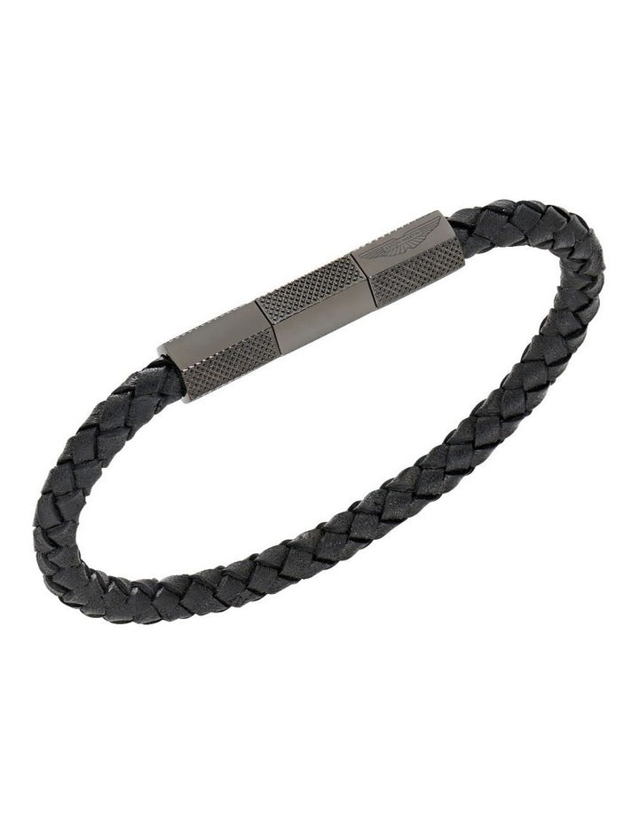 TKS Braided Leather Bracelet in Black