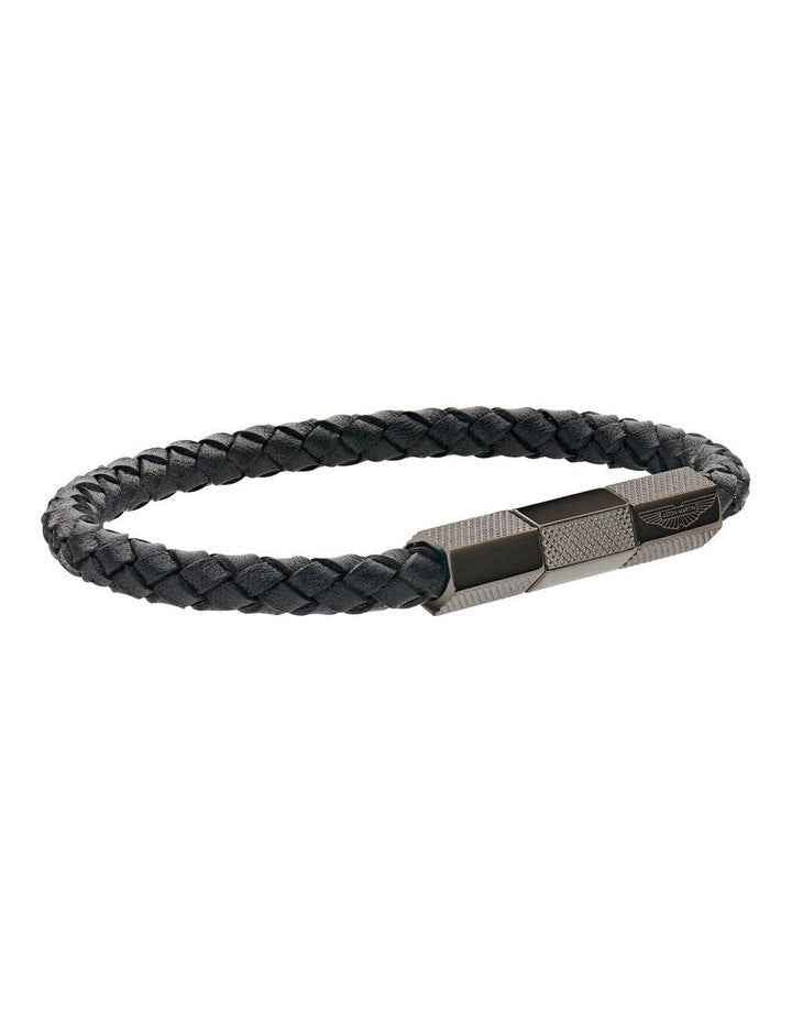 TKS Braided Leather Bracelet in Black