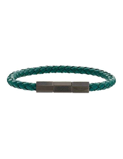 TKS Braided Leather Bracelet in Podium Green